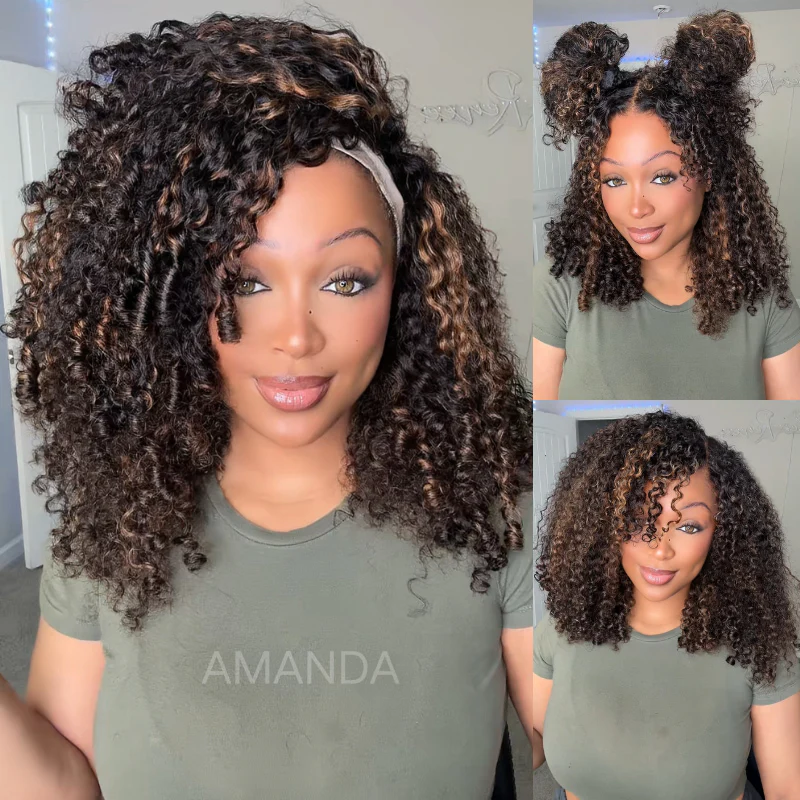 $100 Off | Luxury 7x5/13x6 Burmese Curly Brown Balayage Highlight Color Glueless HD Lace Human Hair Wig Flash Sale